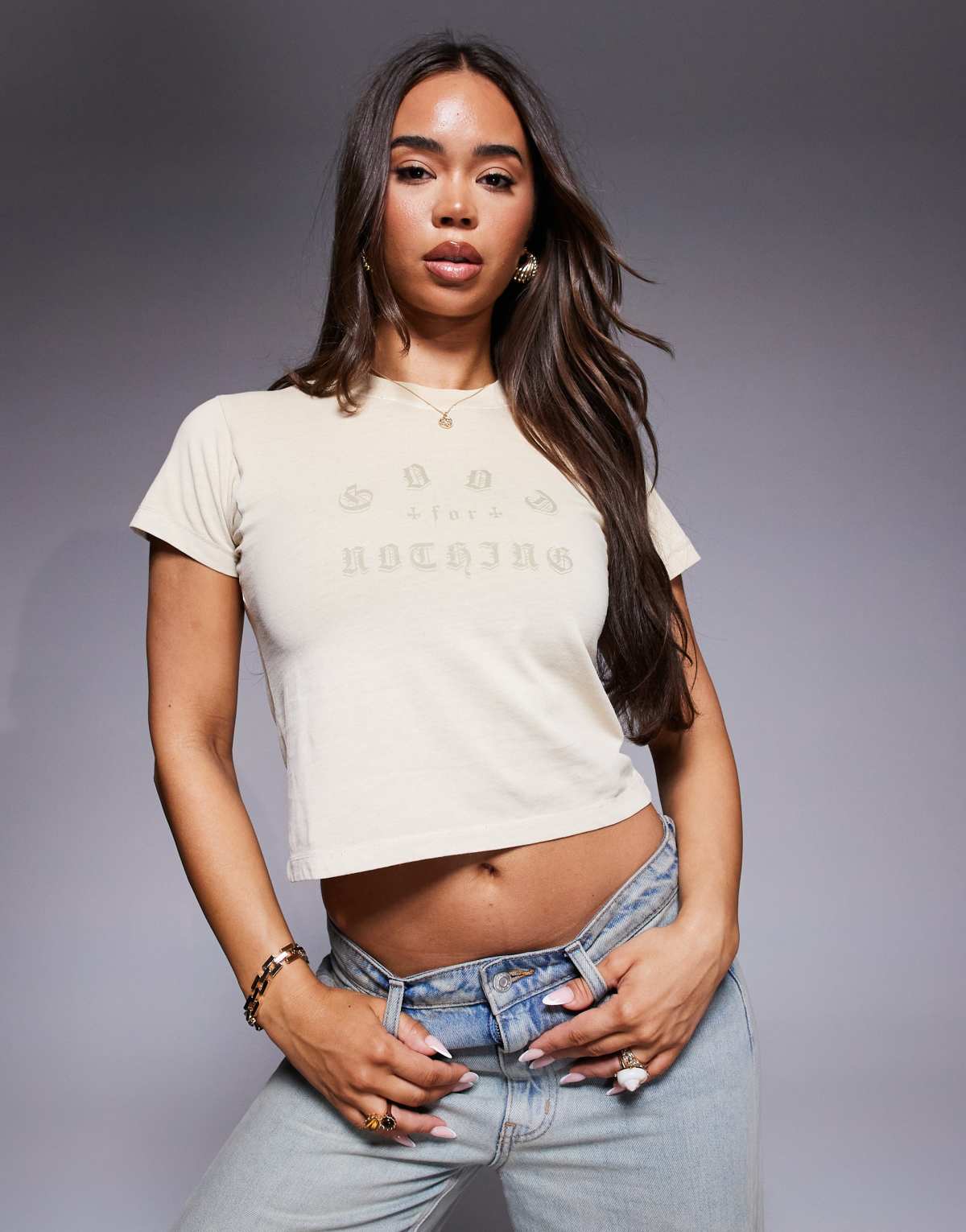 Good For Nothing Graphic print baby t-shirt in cream