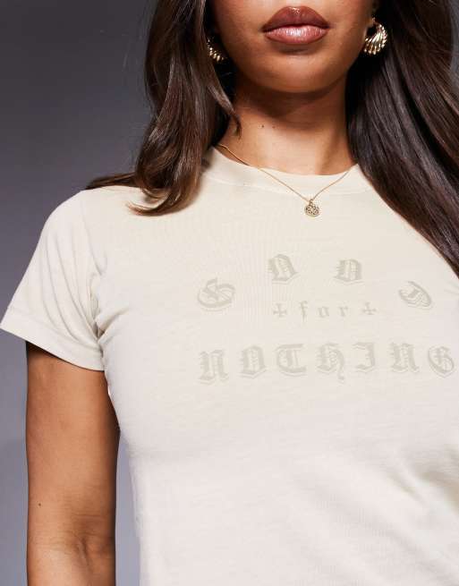 Good For Nothing Graphic print baby t-shirt in cream, 3 of 4