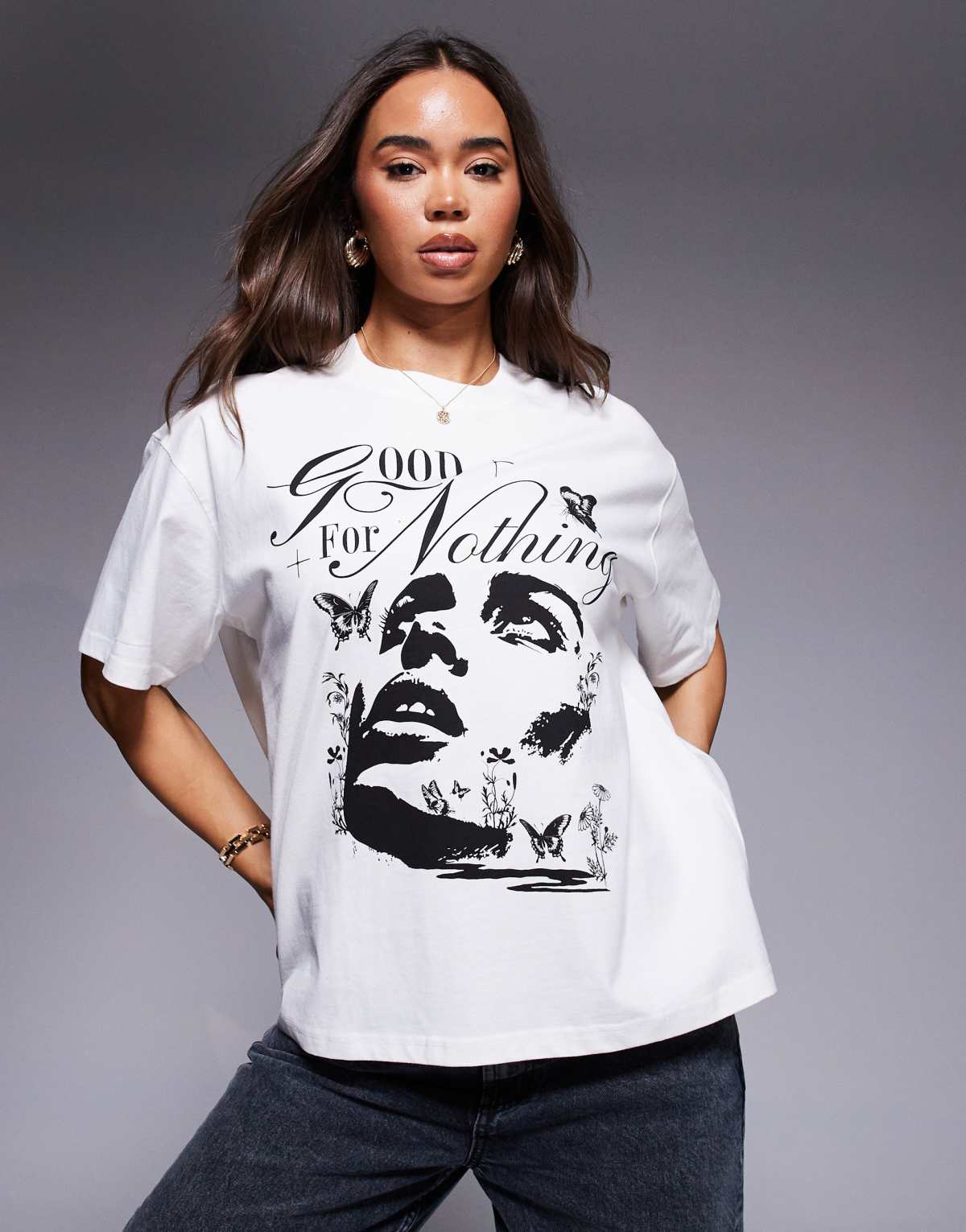 Good For Nothing Graphic print oversized t-shirt in white