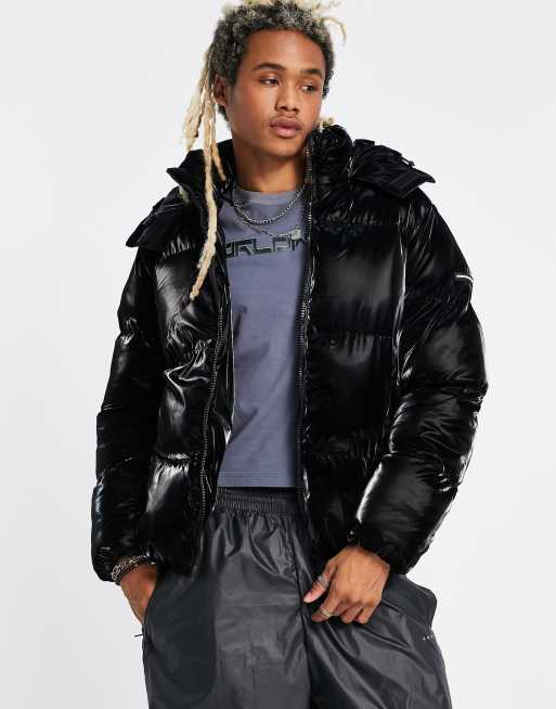 Good For Nothing hadlow puffer jacket in liquid black