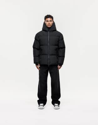 Good For Nothing High Neck Puffer Jacket In Black