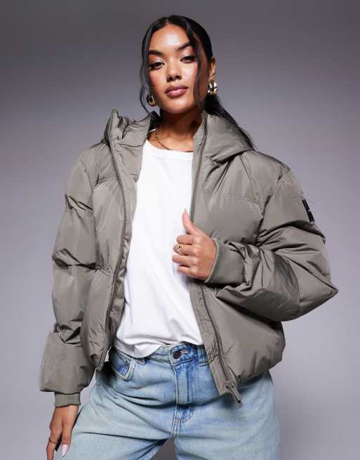 Good For Nothing high neck puffer jacket in gray