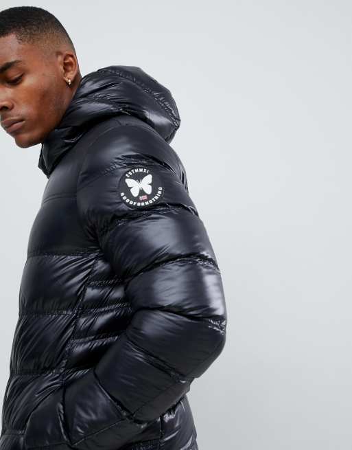 Mens wet store look puffer jacket