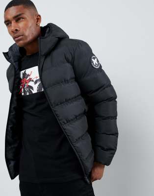 good for nothing hooded puffer jacket in black