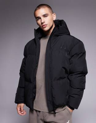 Good For Nothing Hooded puffer jacket in black