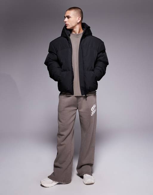 Good For Nothing Hooded puffer jacket in black