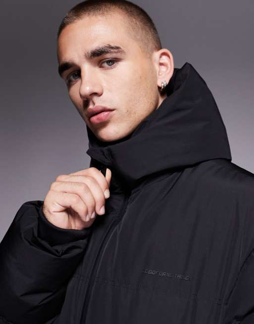 Good For Nothing Hooded puffer jacket in black
