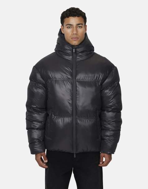 Good For Nothing Hooded puffer jacket in charcoal - view 1
