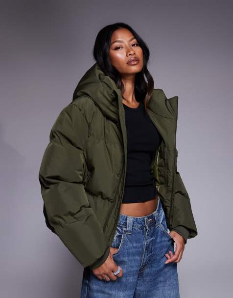 Good For Nothing Hooded puffer jacket in green - view 1