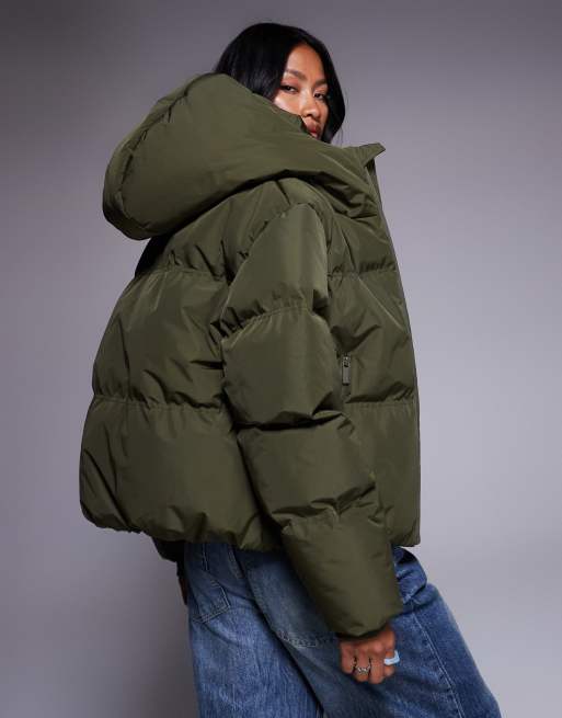 Good For Nothing Hooded puffer jacket in green, 2 of 4