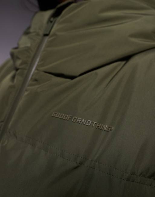 Good For Nothing Hooded puffer jacket in green, 3 of 4