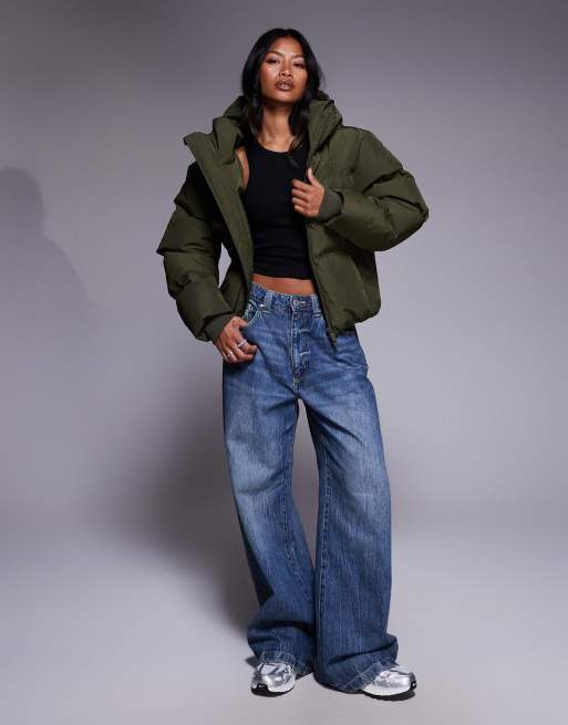 Good For Nothing Hooded puffer jacket in green, 4 of 4