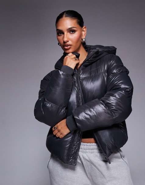 Good For Nothing Hooded puffer jacket in grey