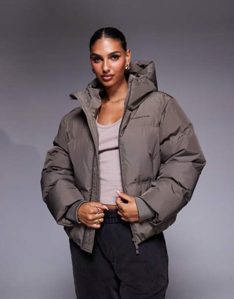 Good For Nothing Hooded puffer jacket in taupe - view 1
