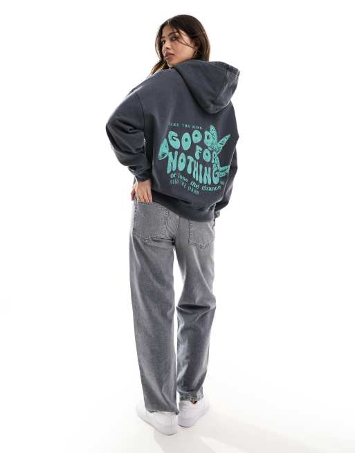 Good For Nothing - Hoodie met print op de achterkant in grijs