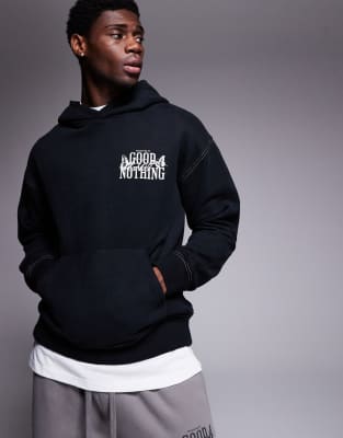 Good For Nothing Hoodie With Back Print In Black