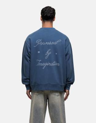 imaginary graphic branded sweatshirt in gray blue