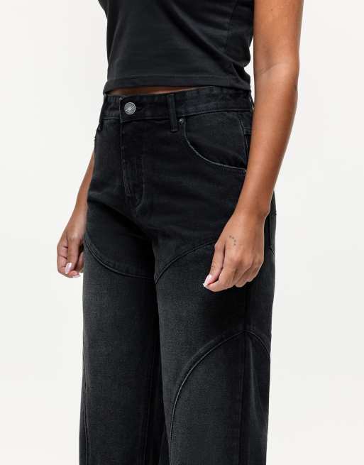 Good For Nothing Jeans larghi lavaggio nero con cuciture a vista