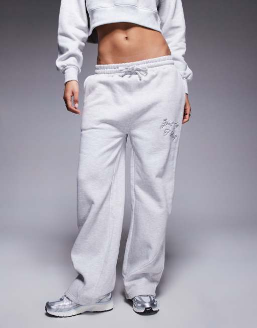 Good for Nothing - Joggers a zampa grigio mélange con cuciture overlock in coordinato , 2 di 5