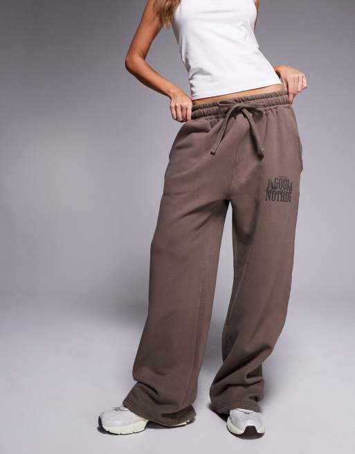 Good For Nothing - Joggers comodi dritti beige con logo sulla gamba, 5 di 5