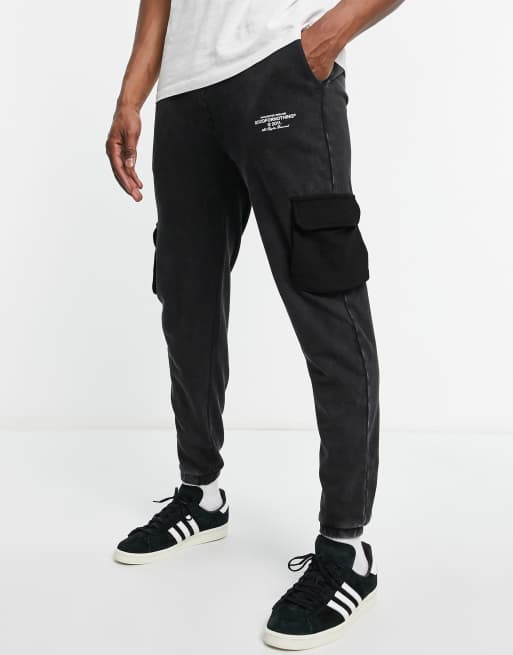 Good For Nothing - Joggers in jersey lavaggio acido grigio con tasche a contrasto in coordinato