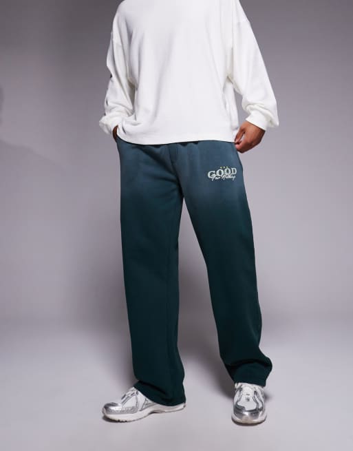 Good for Nothing - Joggingbroek met rechte pijpen in groen met spray-effect, 3 van 5