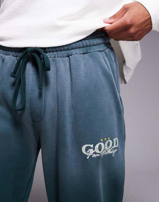 Good for Nothing - Joggingbroek met rechte pijpen in groen met spray-effect, 5 van 5