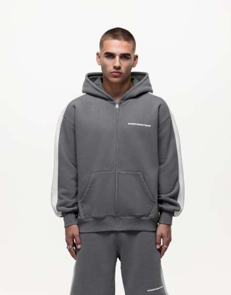 Good For Nothing – Kapuzenpullover in Schwarz mit durchgehendem Reißverschluss und Bahnendesign - view 1