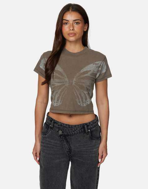 Good For Nothing - Katoenen baby T-shirt met grafische print in bruin - view 1