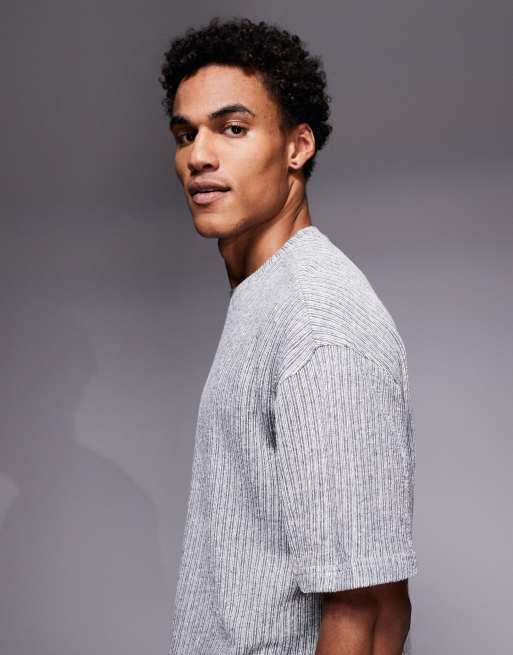 Good For Nothing knitted boxy oversized t-shirt in grey stripe (part of a set), 4 of 5