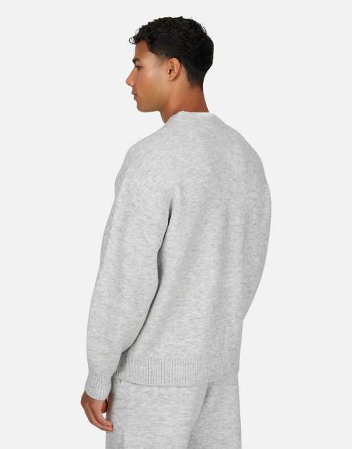 Good For Nothing Knitted crew neck sweatshirt in grey, 2 of 4