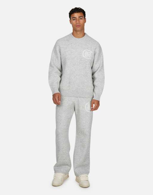 Good For Nothing Knitted crew neck sweatshirt in grey, 3 of 4