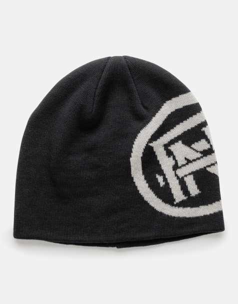 Good For Nothing Knitted emblem beanie hat in black - view 1