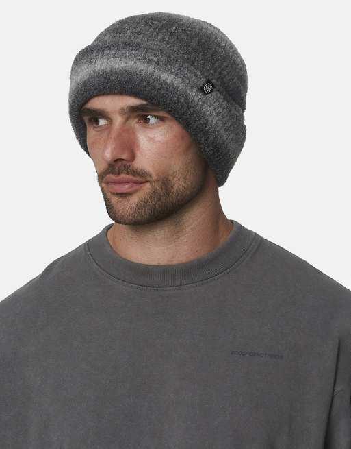 Good For Nothing Knitted emblem gradient beanie hat in grey, 4 of 5