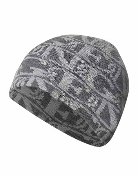 Good For Nothing Knitted emblem skully beanie in grey - view 1