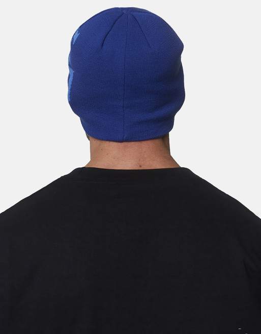 Good For Nothing Knitted intarsia emblem skully beanie in blue, 2 of 3