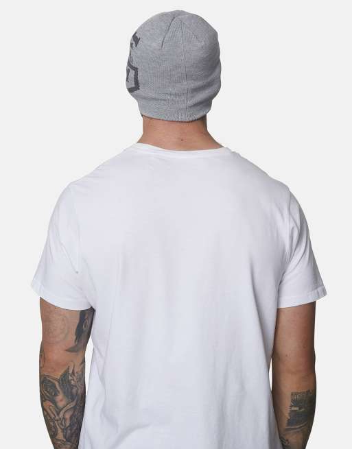 Good For Nothing Knitted intarsia emblem skully beanie in grey, 2 of 4