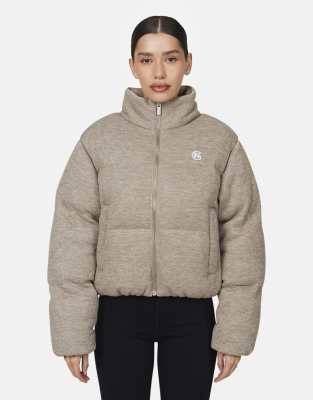 Good For Nothing Knitted padded jacket in taupe-Neutral