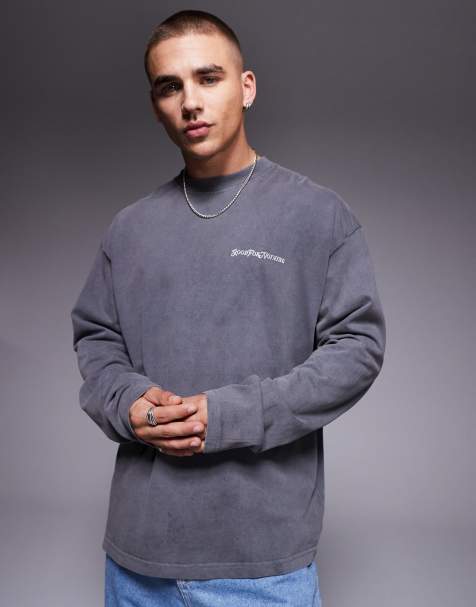 Good For Nothing – Langärmliges Shirt in Grau mit Logo - view 1