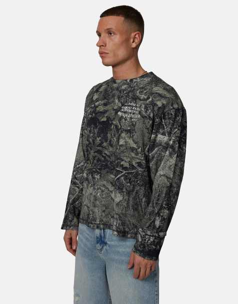 Good For Nothing – Langärmliges Shirt in Khaki mit Camouflagemuster und Waffelstruktur - view 1