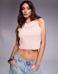 [Good For Nothing] Good For Nothing logo ribbed singlet in pink-White S PINK