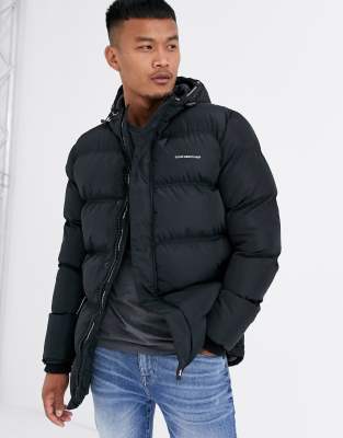 good for nothing hooded puffer jacket in black