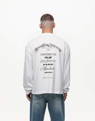 long sleeve T-shirt with back print in off-white