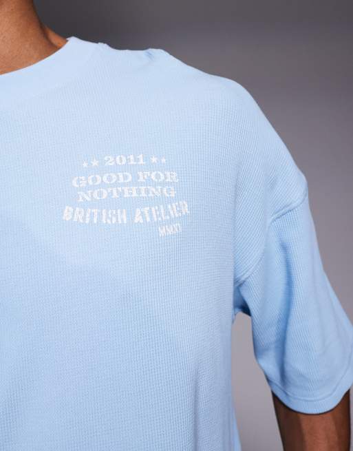 Good For Nothing - Lyseblå oversized T-shirt med stempelprint på ryggen, 5 af 5