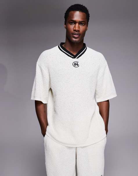 Good For Nothing - Maillot de hockey d'ensemble oversize en maille avec broderies au dos - Blanc cassé - view 1