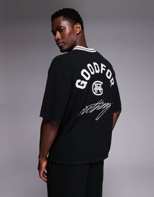 Good For Nothing - Maillot de hockey d'ensemble oversize en maille avec broderies au dos - Noir, 3 de 5