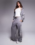 [Good For Nothing] Good For Nothing motif panel detail relaxed straight leg trackies in charcoal (part of a set)-Grey XS Charcoal