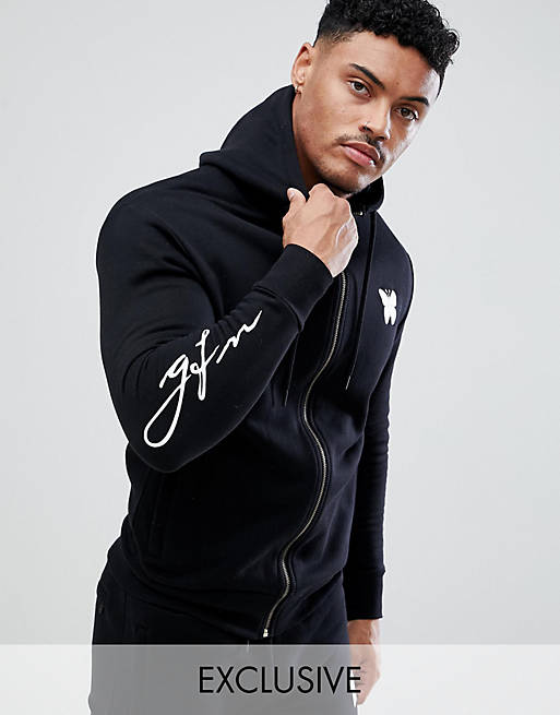Good For Nothing muscle hoodie in black with script logo exclusive to ...