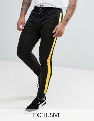 joggers with yellow stripe