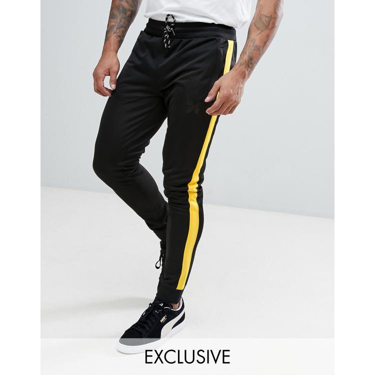 Yellow pants with hot sale black side stripe